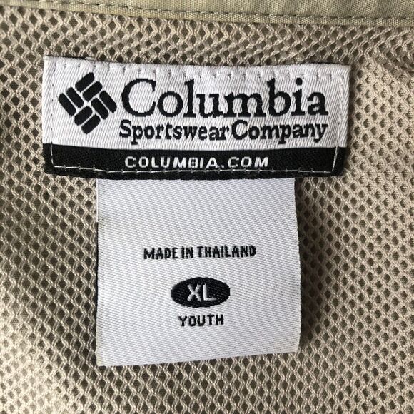Columbia PFG Shirt Youth XL Khaki Vented Outdoor Cotton Short Sleeve - Picture 3 of 16